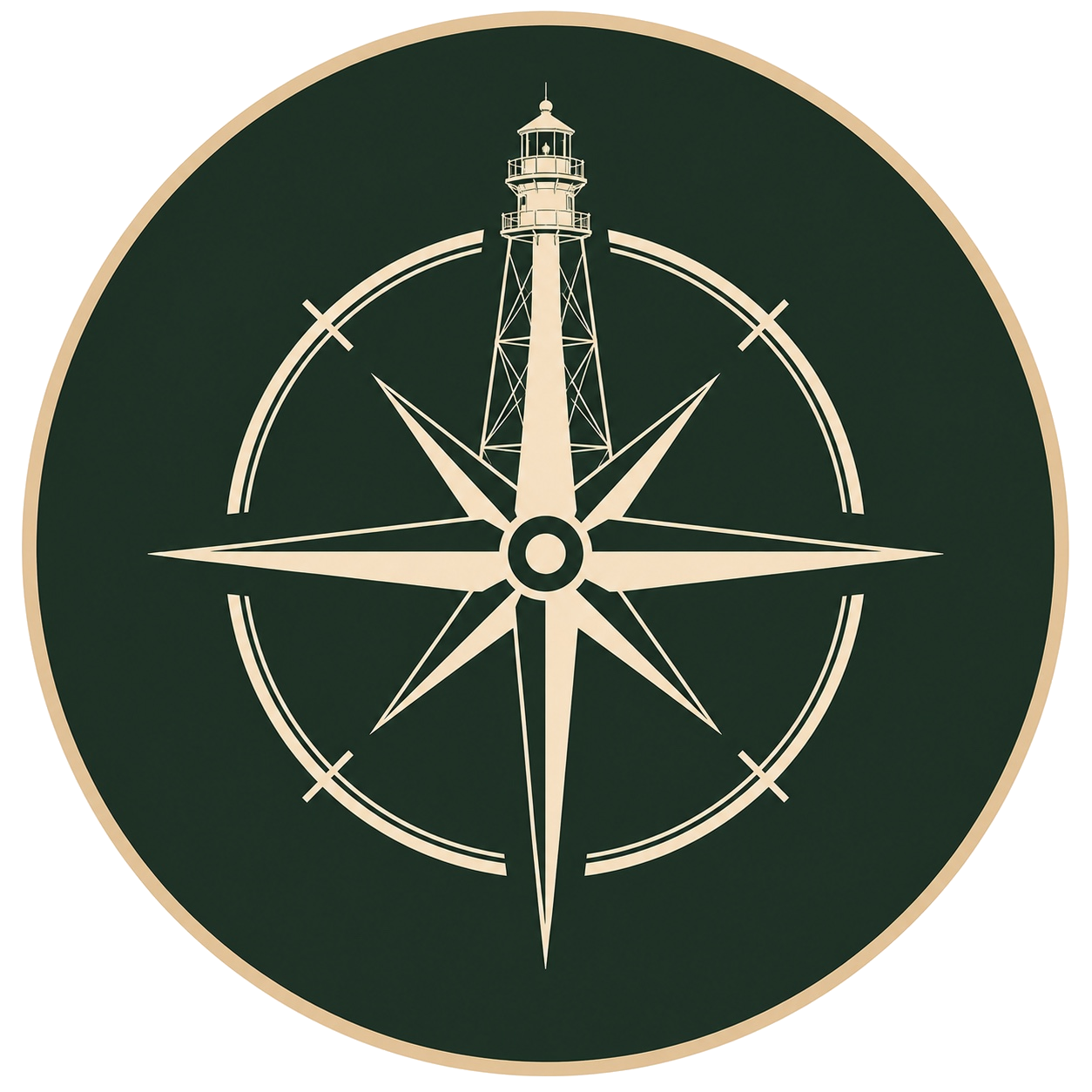 Get Off the Couch & Travel compass and lighthouse logo